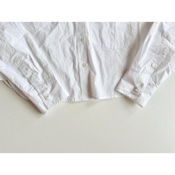 BANANA REPUBLIC White Cotton Poplin Cropped Button Down Skimmer Shirt, Size XS - Picture 9 of 14